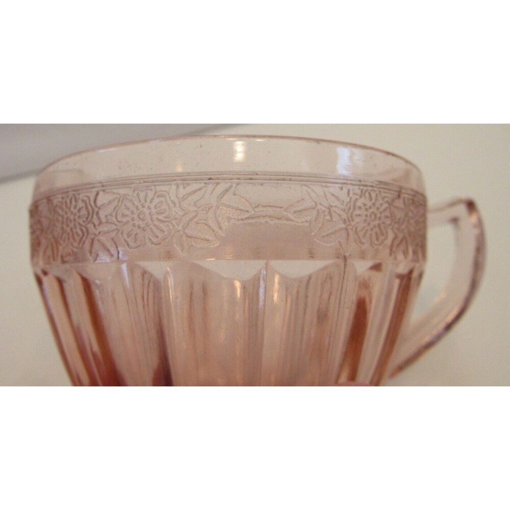 Jeannette Adam Pink Floral Square Depression Era Coffee/Tea Cup - Picture 6 of 6